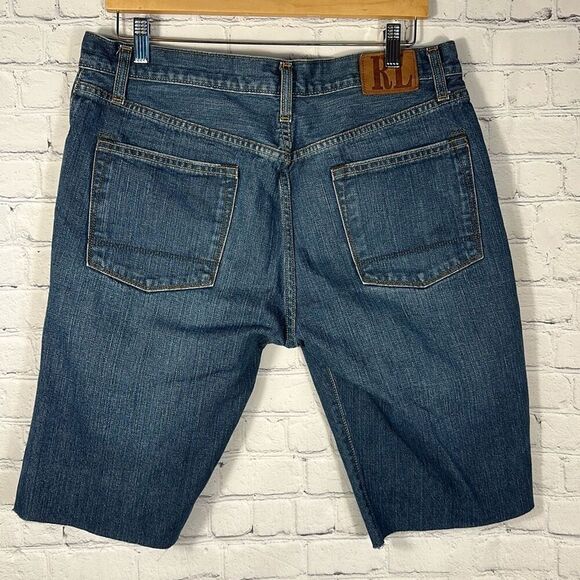 Ralph Lauren Mens Cut off Jean Shorts Jorts size 34 Denim rockabilly Country - Picture 5 of 8